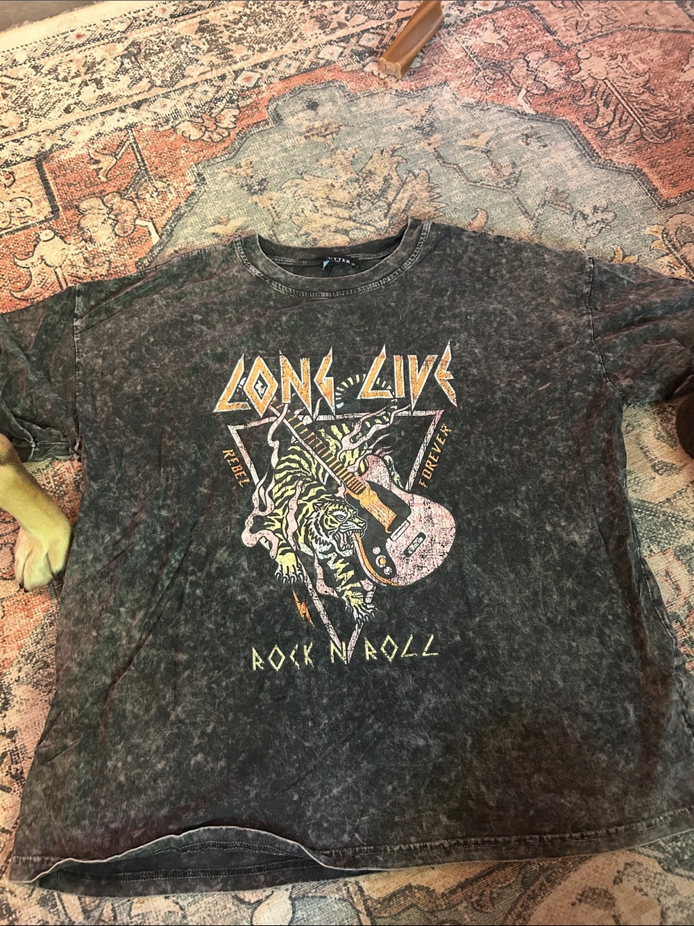 Forever 21 Black Graphic Tee with Yellow and Pink Accents